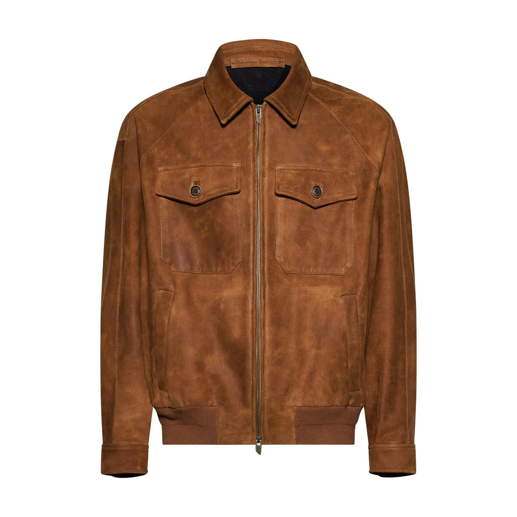 BOMBER IN CAMOSCIO EFFETTO SBIADITO - CAMEL – vista frontale