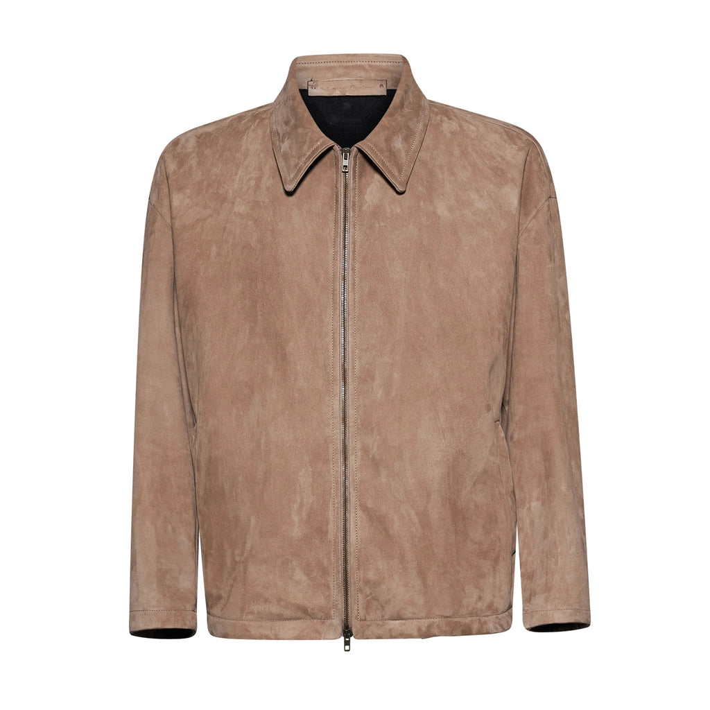 GIACCA IN PELLE SCAMOSCIATA - SAND – vista frontale