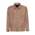 GIACCA IN PELLE SCAMOSCIATA - SAND – vista frontale
