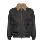 BOMBER IN SHEARLING - GREY/SPAGO – vista frontale