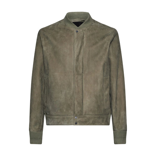 BOMBER IN PELLE SCAMOSCIATA - ARMY – vista frontale
