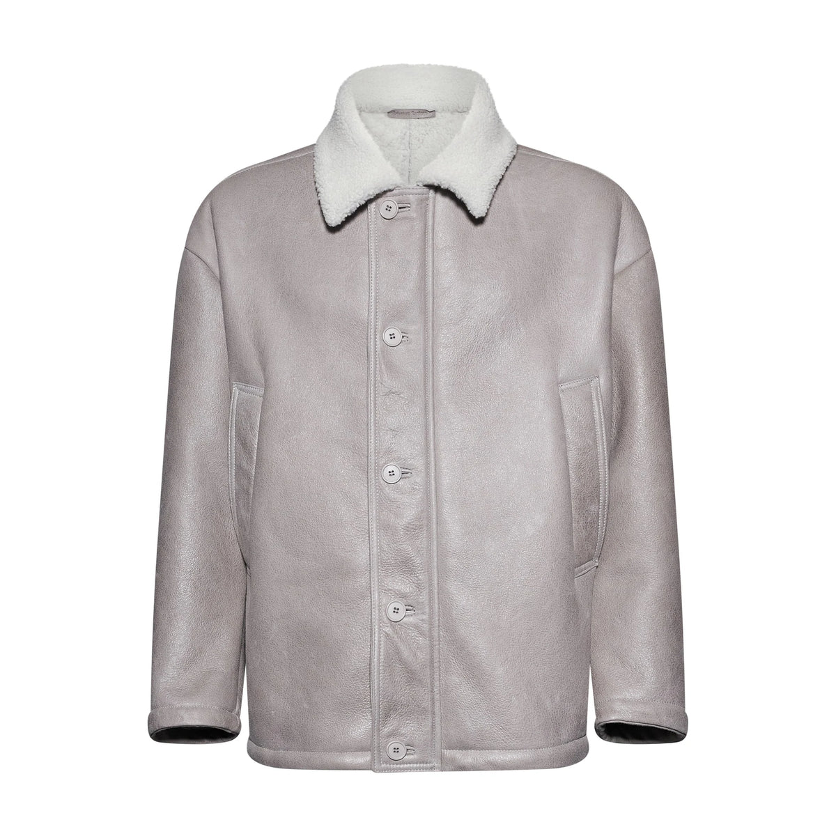 GIACCA IN SHEARLING - GREY/WHITE – vista frontale