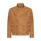 GIACCA IN PELLE SCAMOSCIATA - BEIGE – vista frontale