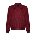 BOMBER IN PELLE SCAMOSCIATA - BORDEAUX – vista frontale