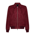 BOMBER IN PELLE SCAMOSCIATA - BORDEAUX – vista frontale