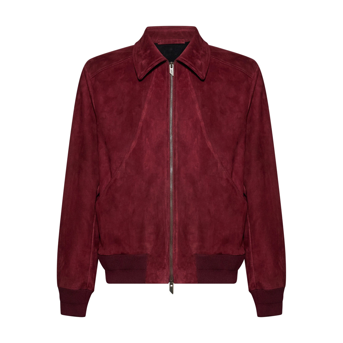 BOMBER IN PELLE SCAMOSCIATA - BORDEAUX – vista frontale