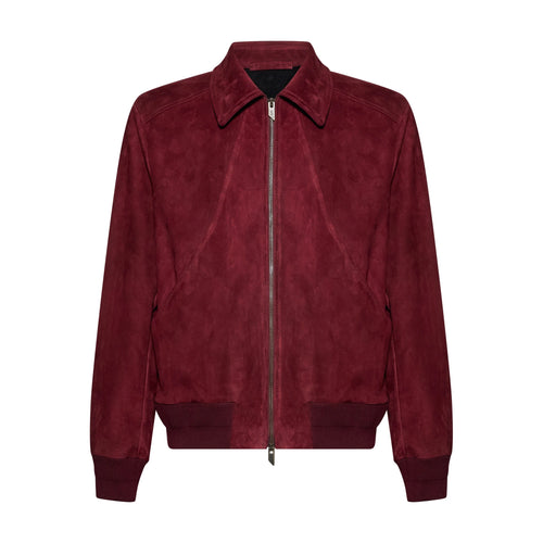 BOMBER IN PELLE SCAMOSCIATA - BORDEAUX – vista frontale