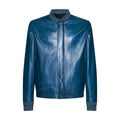 GIACCA BOMBER IN PELLE - TEAL – vista frontale