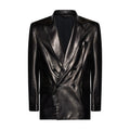 BLAZER DOPPIOPETTO IN PELLE - BLACK – vista frontale