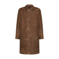 CAPPOTTO IN PELLE SCAMOSCIATA - TERRA – vista frontale
