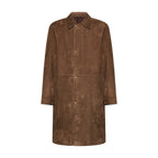 CAPPOTTO IN PELLE SCAMOSCIATA - TERRA – vista frontale