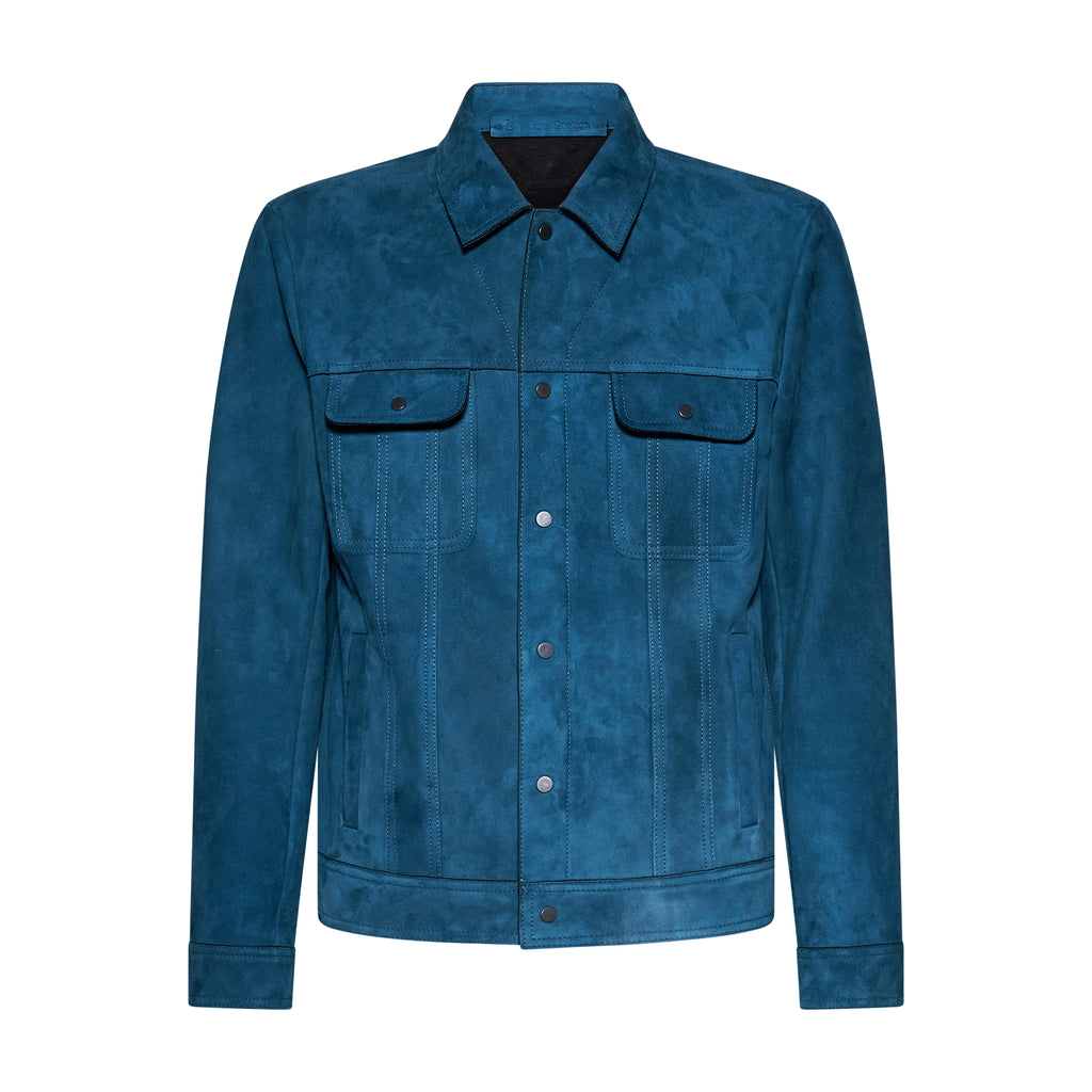 Giacca in pelle scamosciata - teal – vista frontale