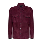 Camicia texana in pelle scamosciata - plum – vista frontale