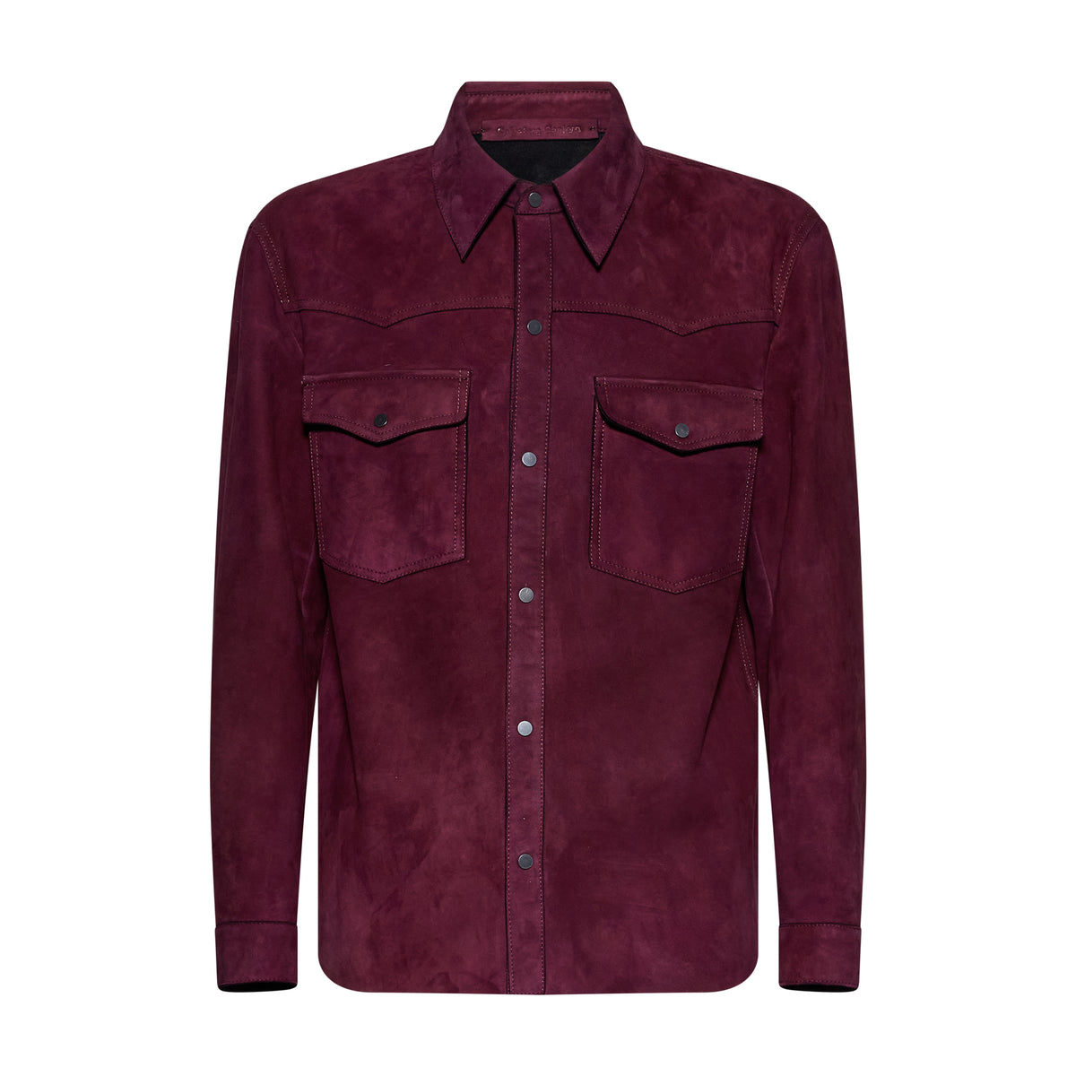 Camicia texana in pelle scamosciata - plum – vista frontale