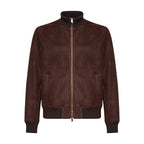 Bomber in pelle scamosciata - chocolate – vista frontale