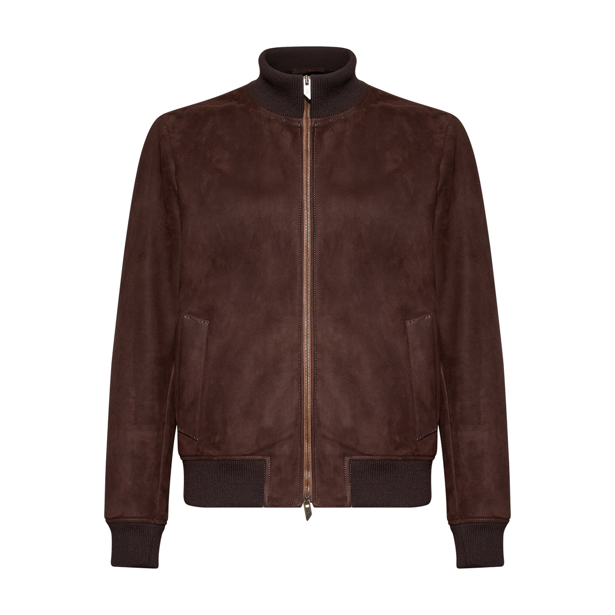 Bomber in pelle scamosciata - chocolate – vista frontale