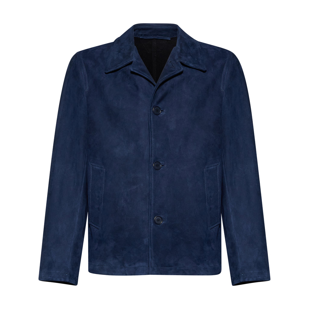 Giacca in pelle scamosciata - blu – vista frontale