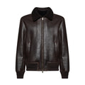 Bomber in shearling cerato - dark brown – vista frontale