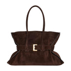 BORSA MAXI SHOPPING IN PELLE SCAMOSCIATA - CHOCOLATE