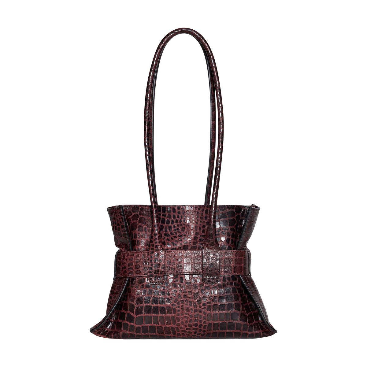 BORSA SHOPPING IN PELLE STAMPA COCCO - WINE