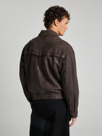 BOMBERJACKE AUS GESTRÄPFTEM LEDER – COFFEE