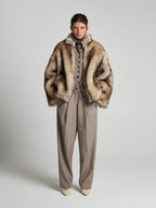 SHEARLING-JACKE - ELFENBEIN/DUNKELBRAUN