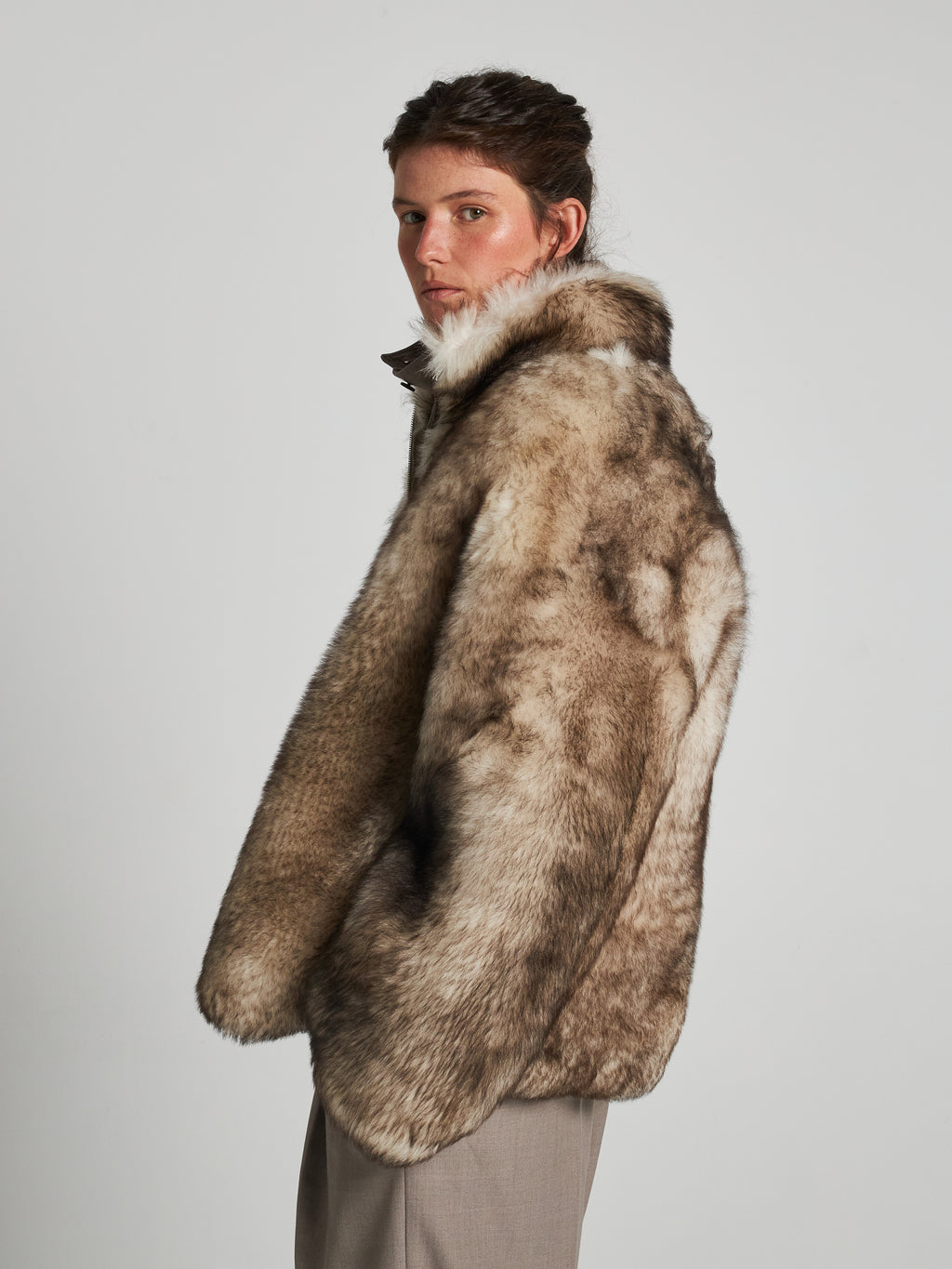 SHEARLING-JACKE - ELFENBEIN/DUNKELBRAUN