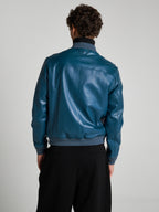 LEATHER BOMBER JACKET - TEAL