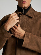 CAPPOTTO IN PELLE SCAMOSCIATA - TERRA