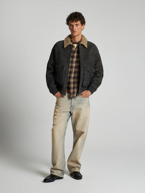BOMBER IN SHEARLING - GREY/SPAGO