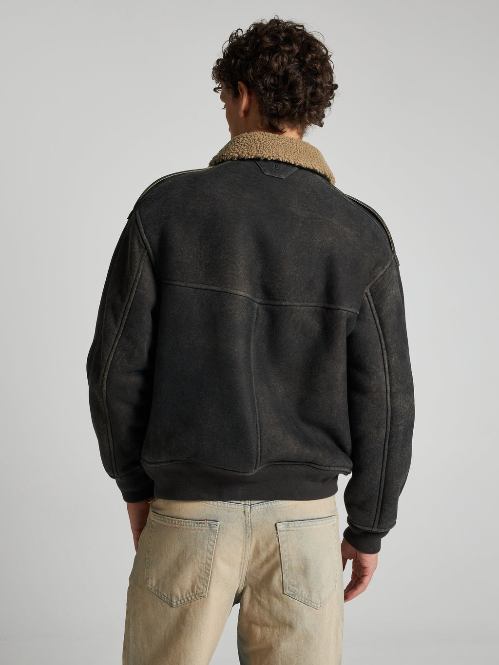 BOMBER IN SHEARLING - GREY/SPAGO