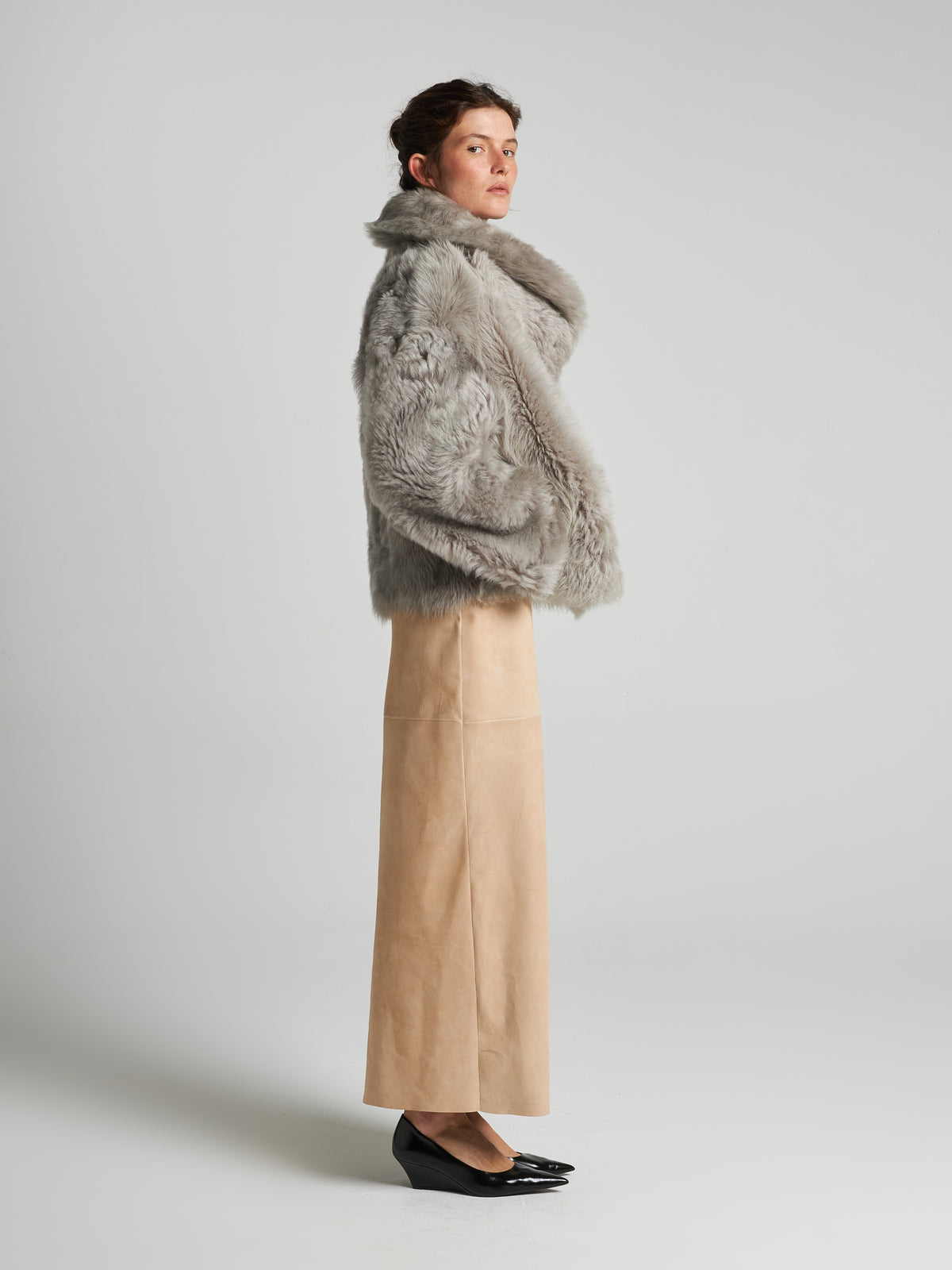 GIACCA IN SHEARLING - MUD