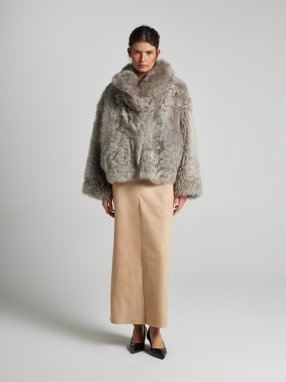 GIACCA IN SHEARLING - MUD