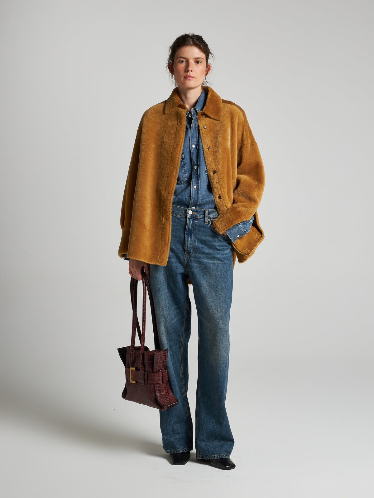 GIACCA IN SHEARLING - SENAPE