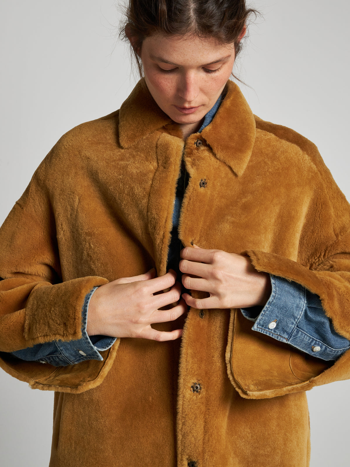 GIACCA IN SHEARLING - SENAPE