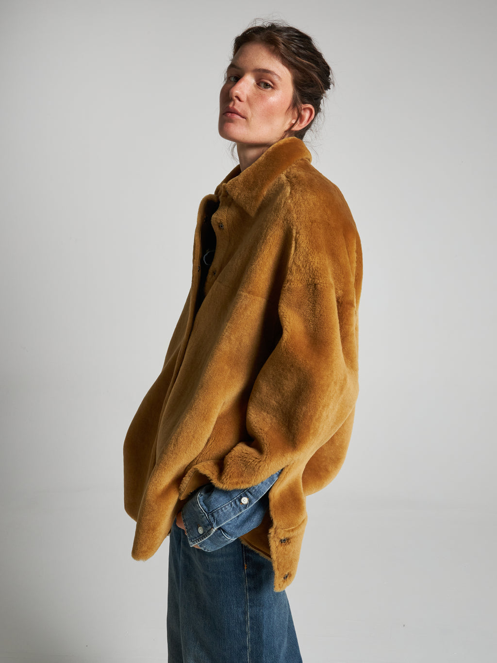 GIACCA IN SHEARLING - SENAPE
