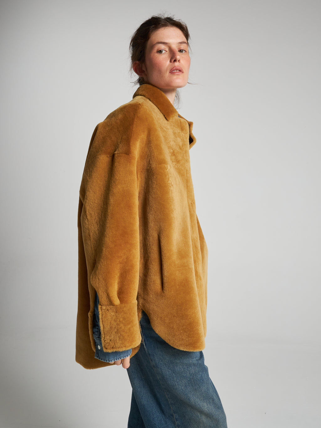 GIACCA IN SHEARLING - SENAPE