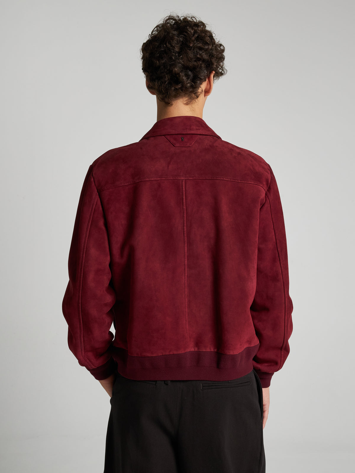 BOMBER IN PELLE SCAMOSCIATA - BORDEAUX