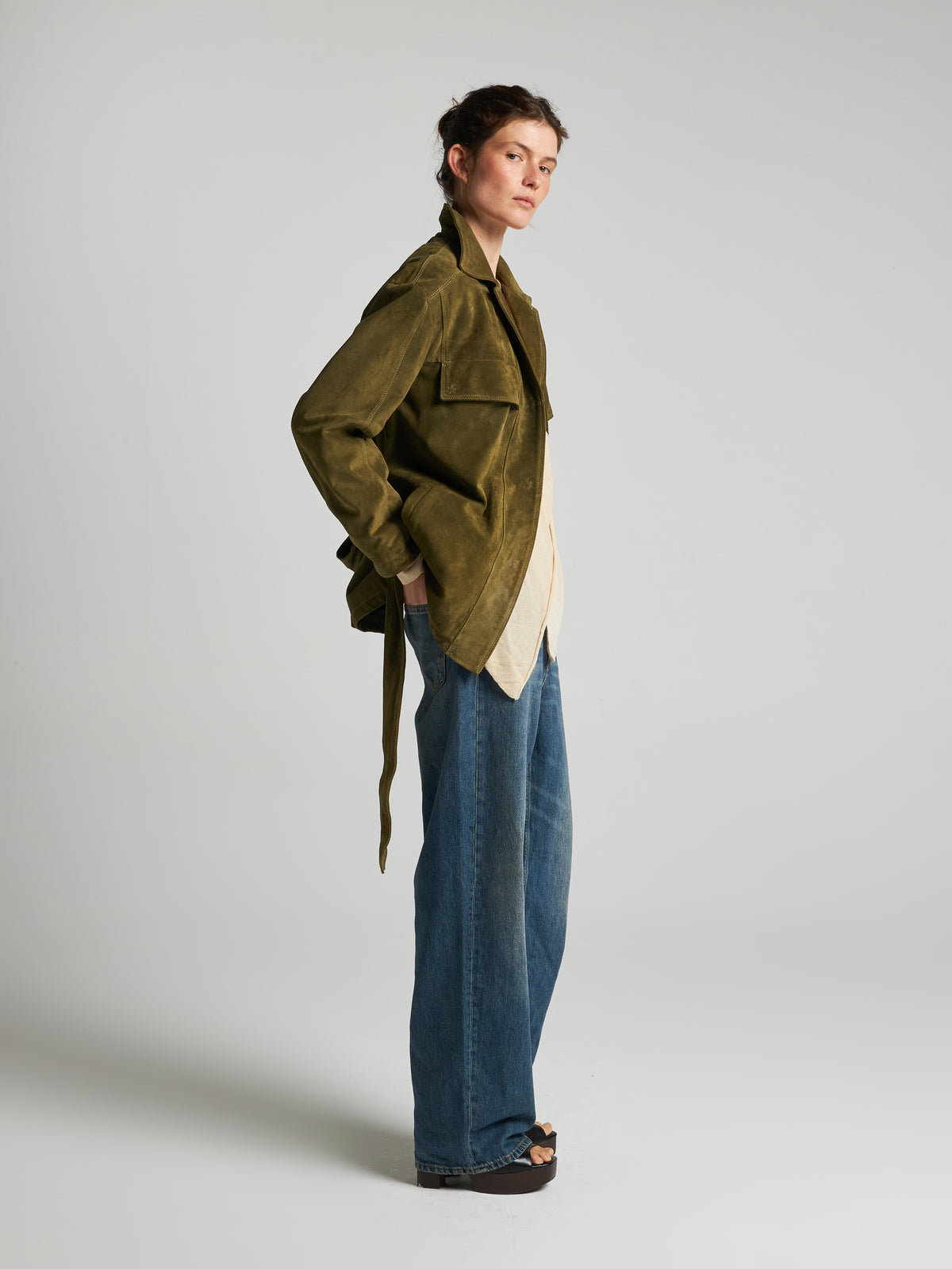 GIACCA IN PELLE SCAMOSCIATA- GREEN