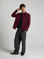 CAMICIA TEXANA IN PELLE SCAMOSCIATA - PLUM
