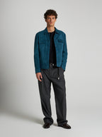 GIACCA IN PELLE SCAMOSCIATA - TEAL