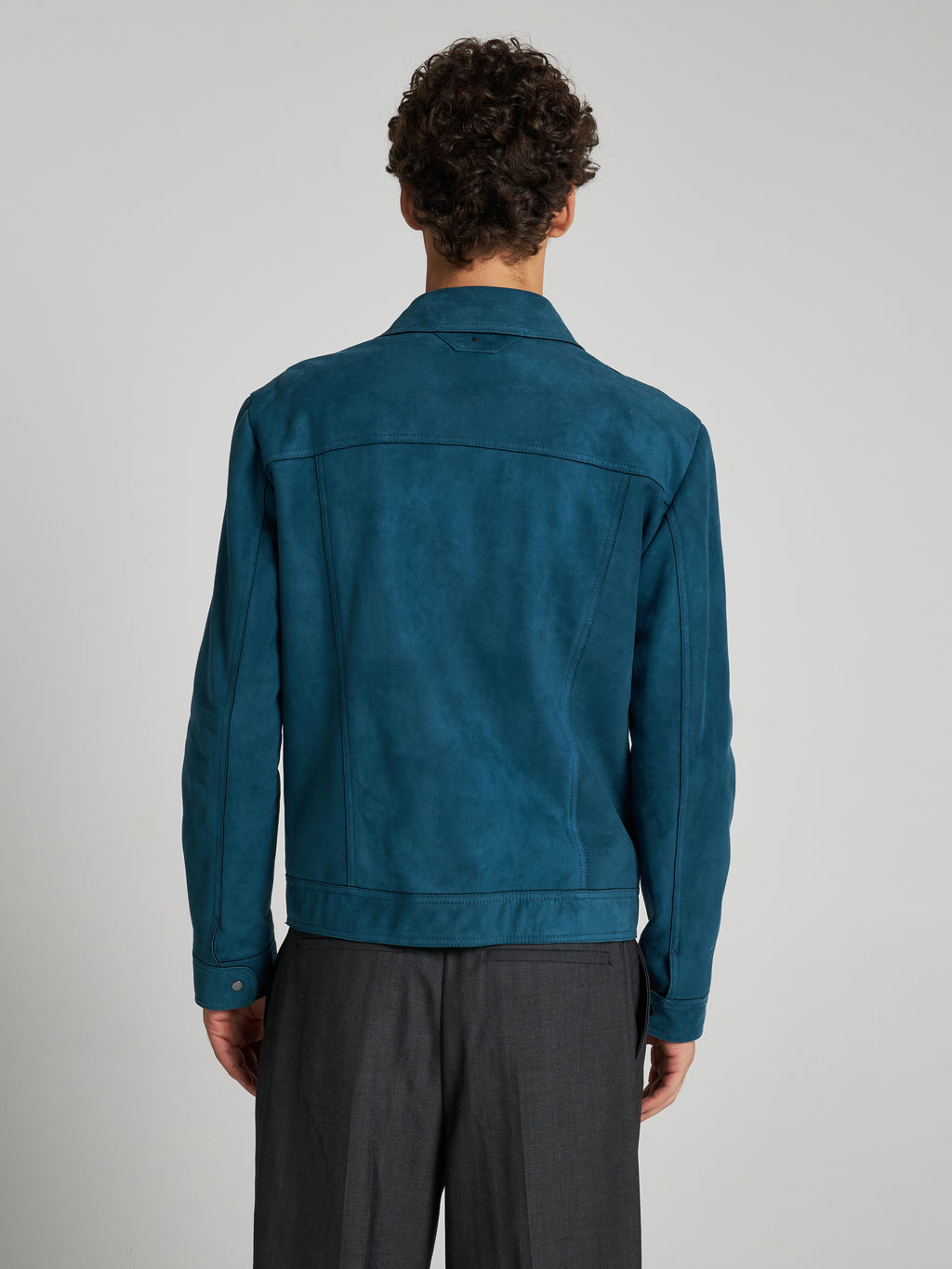 GIACCA IN PELLE SCAMOSCIATA - TEAL