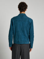 GIACCA IN PELLE SCAMOSCIATA - TEAL