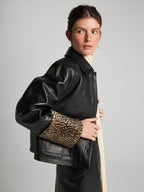 GIACCA IN PELLE CON POLSINI ANIMALIER - BLACK