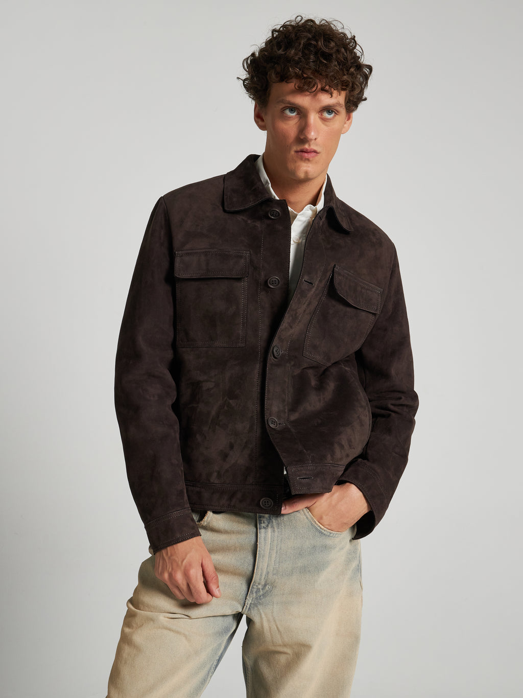 JACKE AUS WILDLEDER - DUNKELBRAUN
