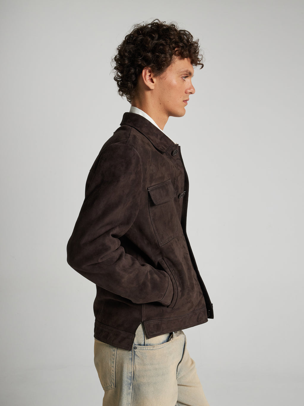 JACKE AUS WILDLEDER - DUNKELBRAUN