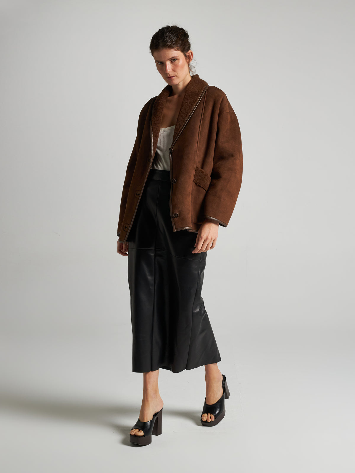 GIACCA IN SHEARLING - CHOCOLATE