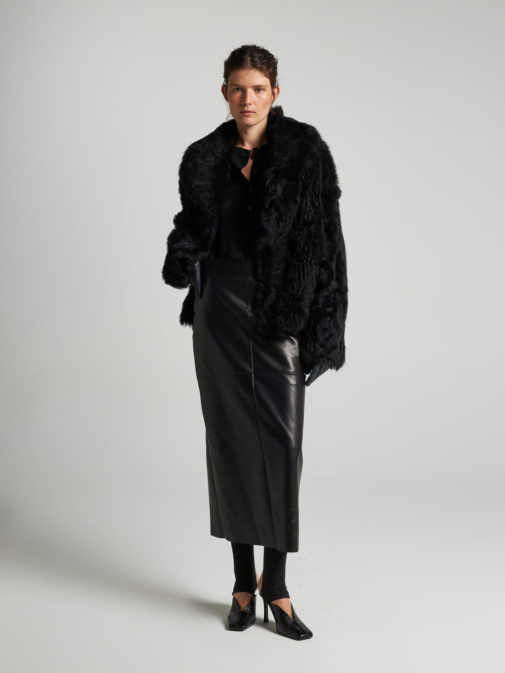 GIACCA IN SHEARLING - BLACK