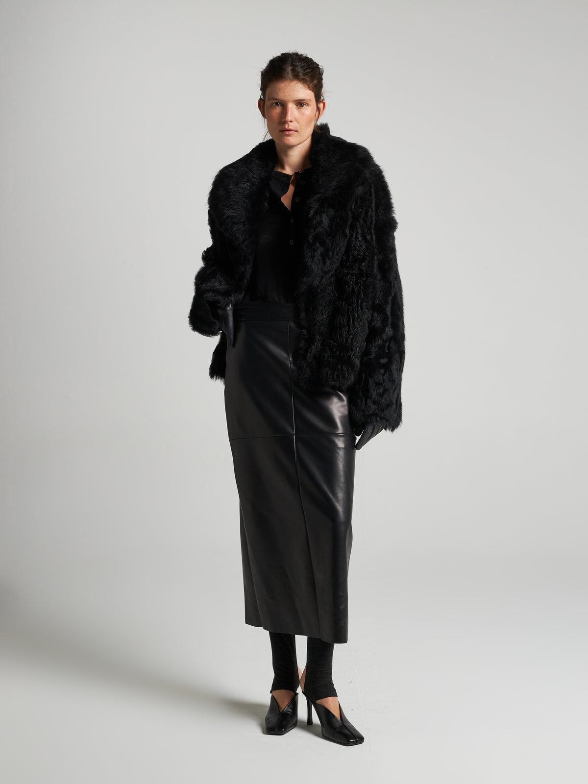 GIACCA IN SHEARLING - BLACK