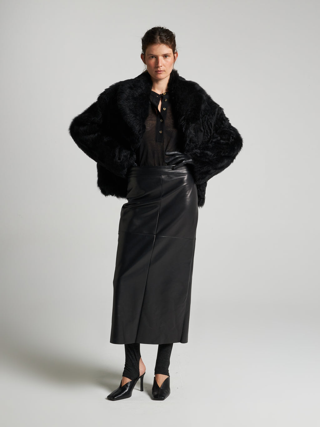 GIACCA IN SHEARLING - BLACK